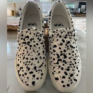 MADEWELL SIDEWALK SLIP ON SPLATTER PAINTED CALF HAIR SNEAKER - never worn sz 8.5